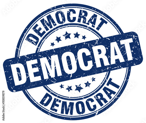 democrat blue grunge round vintage rubber stamp