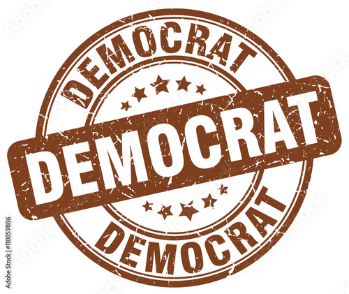 democrat brown grunge round vintage rubber stamp