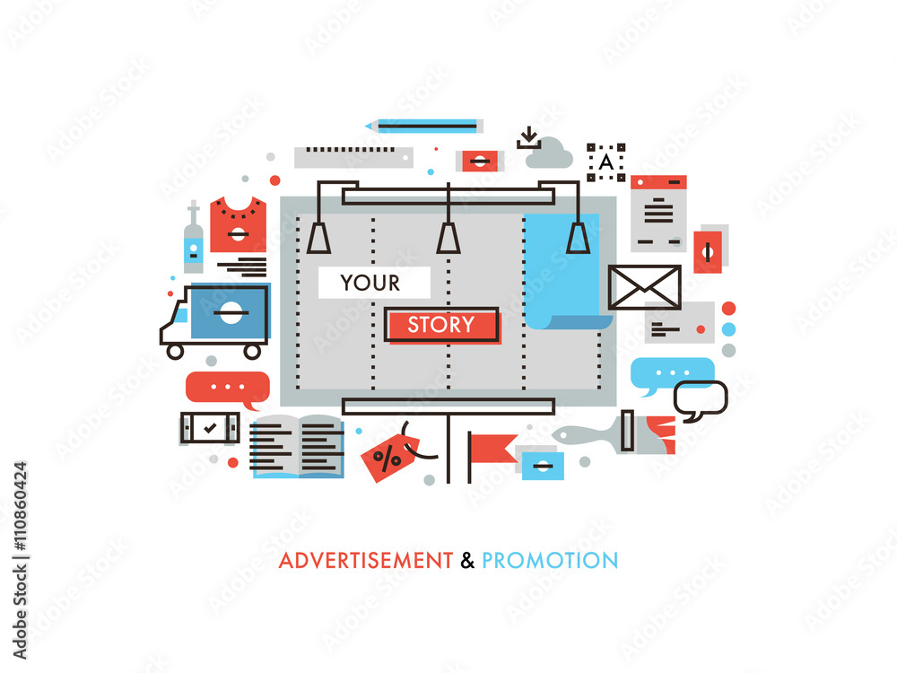 Advertising Story Monoflat Illustration Advertising Story Monoflat Illustration
