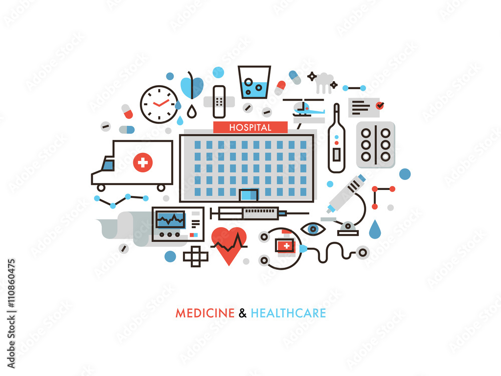 Medicine and Healthcare Monoflat Illustration Medicine and Healthcare Monoflat Illustration