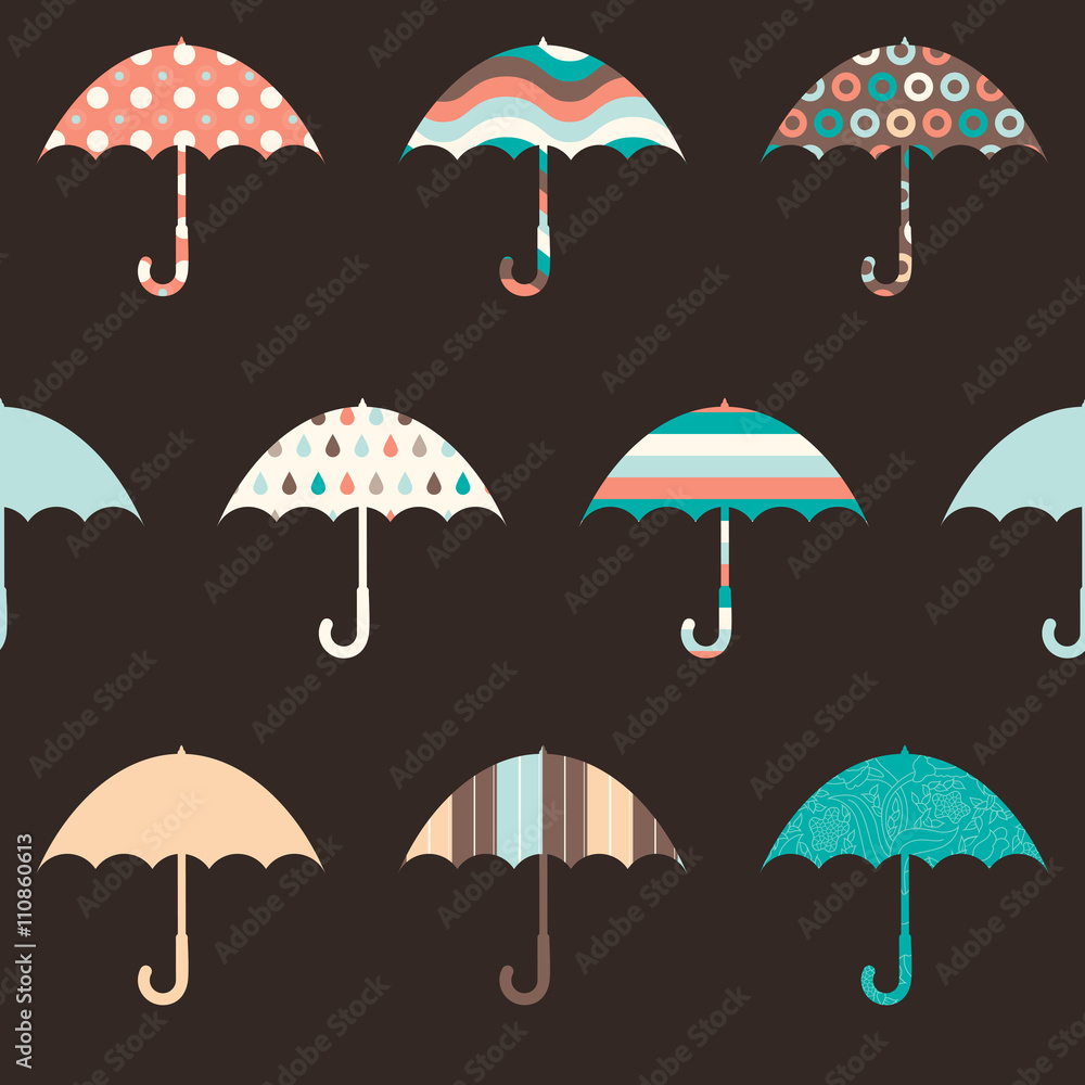 Fototapeta premium Pretty Umbrellas Cute Colorful Childish Seamless Pattern