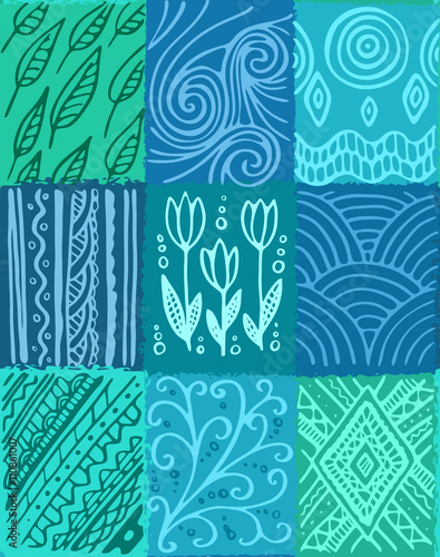 Vector seamless pattern  hand drawn patchwork