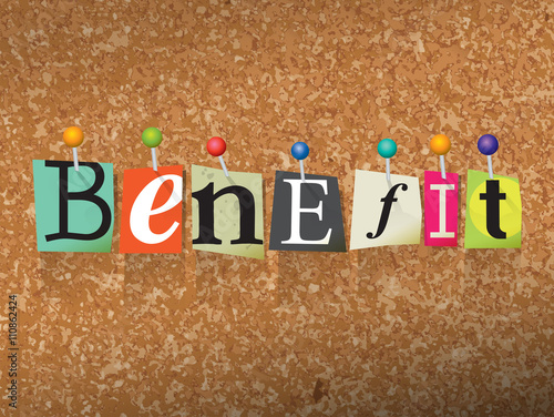 Benefit Concept Pinned Letters Illustration