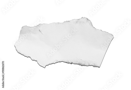 white note paper on white background with clipping path