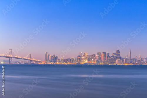 water,bay bridge with cityscape and skyline of san francisco © zhu difeng