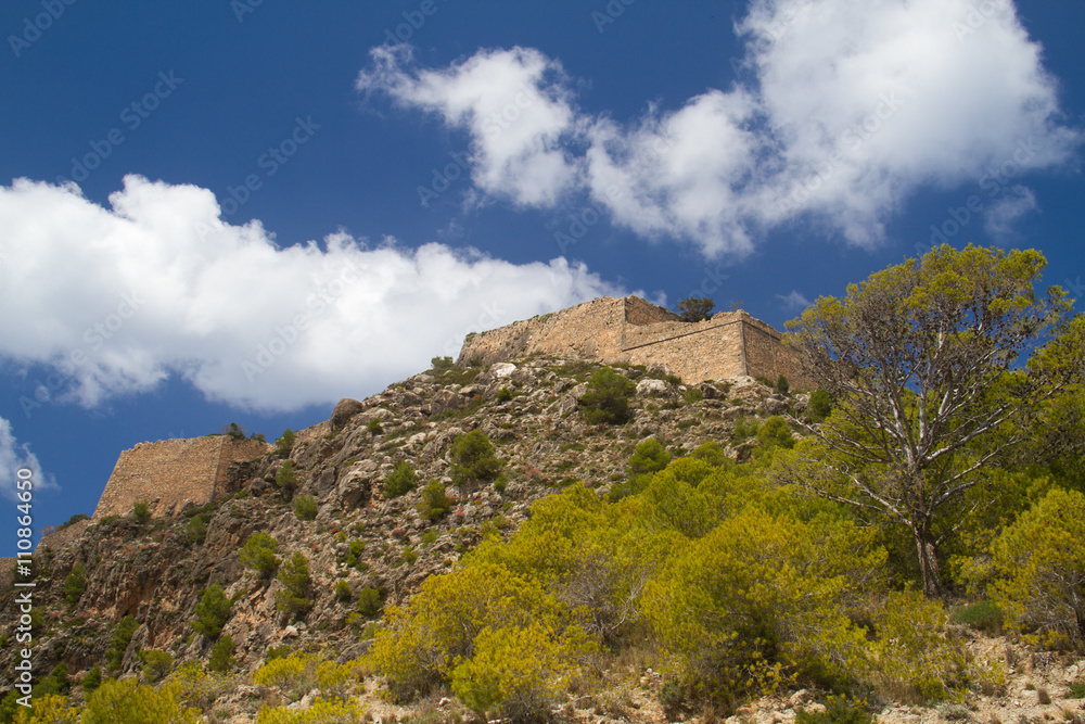 Walls of the late mediëval fortress near Assos on the Greek Ionian Island Kefalonia