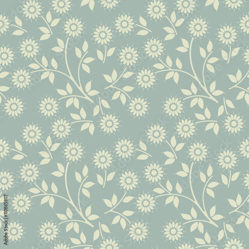 Fototapeta Naklejka Na Ścianę i Meble -  Cute seamless pattern with chamomile flowers