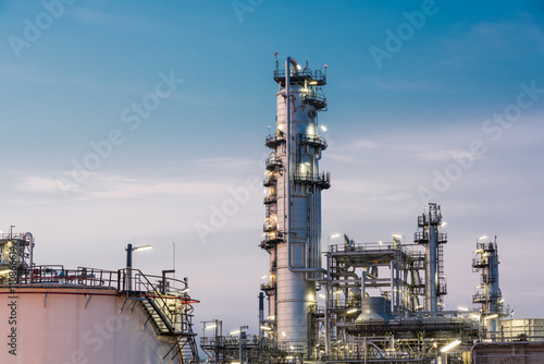 Oil Industry Refinery factory at Sunset, Petroleum © sorapop
