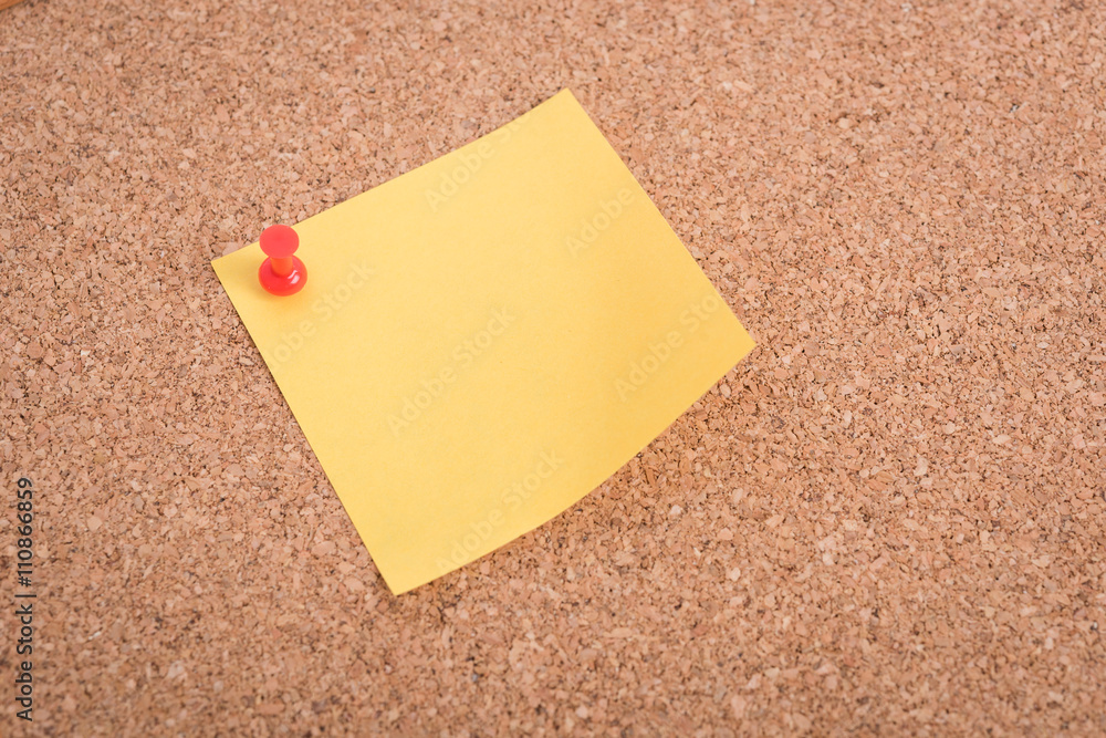 Yellow blank note papers with pin Yellow blank note papers with pin