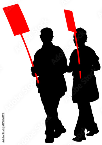 Group of people with flags on white background