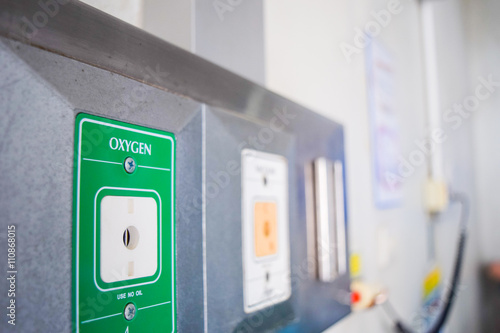 medical equipment vacuum and oxygen gas in hospital