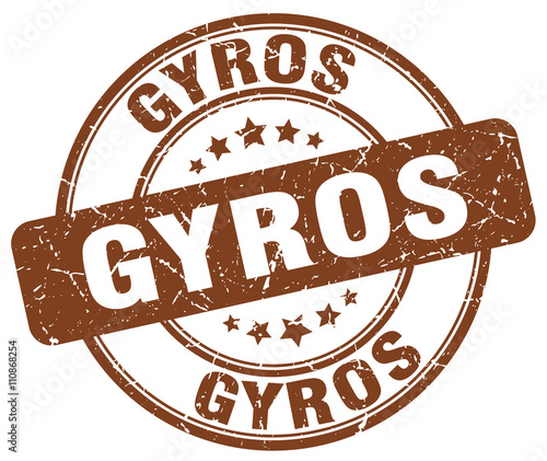 gyros brown grunge round vintage rubber stamp