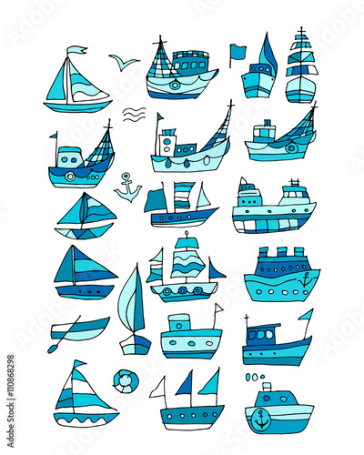 Set of ships, sketch for your design