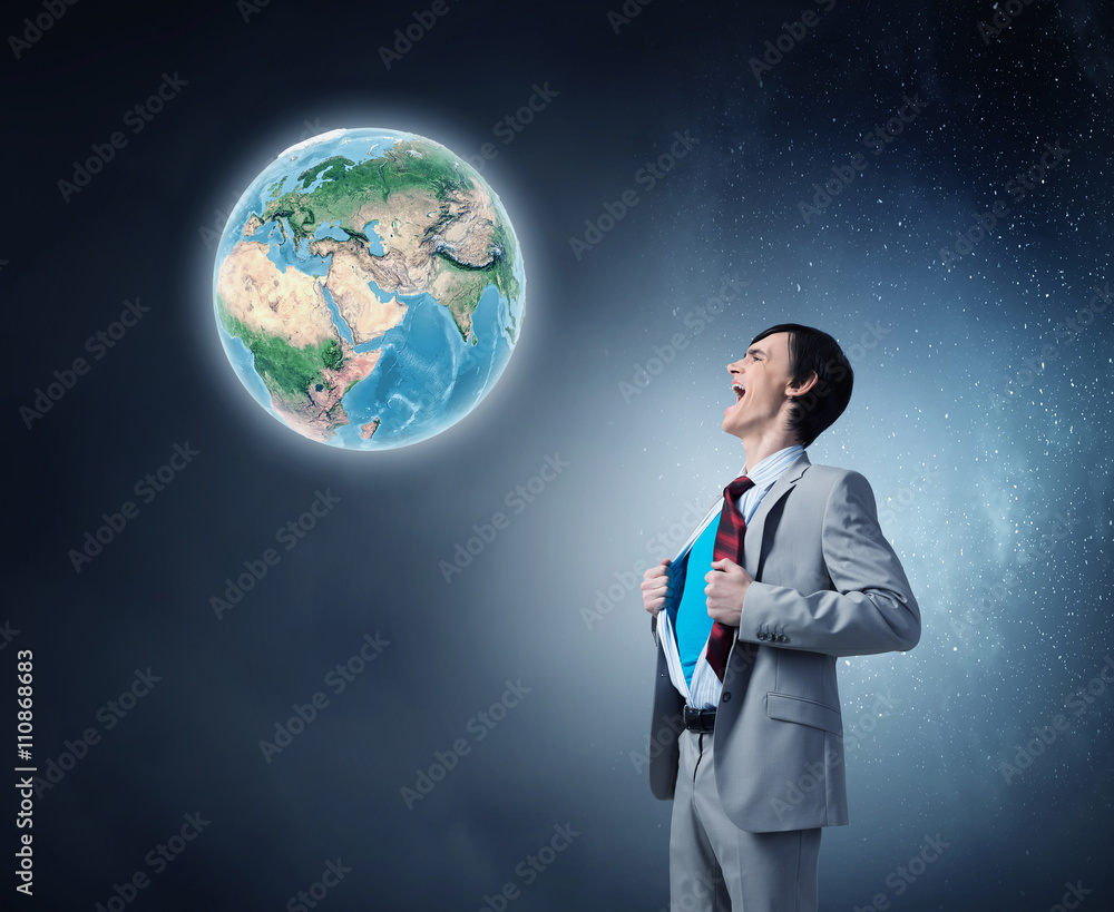 Screaming emotionally super businessman Screaming emotionally super businessman