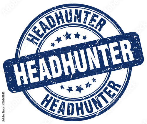 headhunter blue grunge round vintage rubber stamp