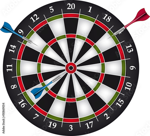 Dartboard with two darts