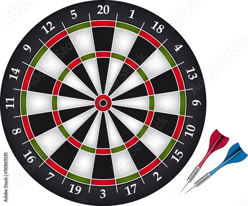 Dartboard with two darts