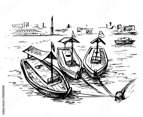 UAE - Dubai creek boats at the creek wharf