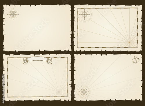 Vintage empty pirate party invitation vector retro card templates in marine style. Card party nautical with frame, blank sample pirate card invitation illustration