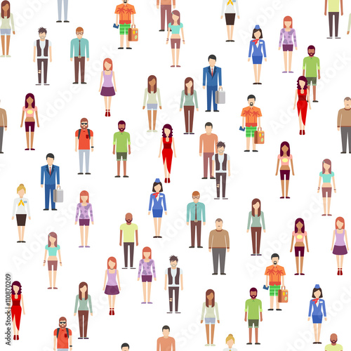 People seamless pattern with men, women. Society concept. People teamwork community, figure people pattern. Vector illustration
