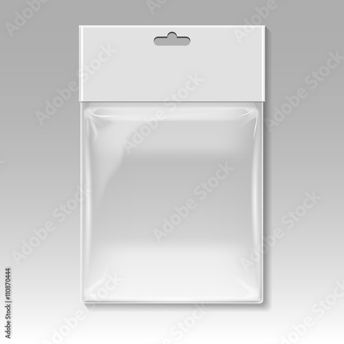 Blank plastic pocket bag vector template. Container polythene plastic and package for product, design sterile plastic bag illustration