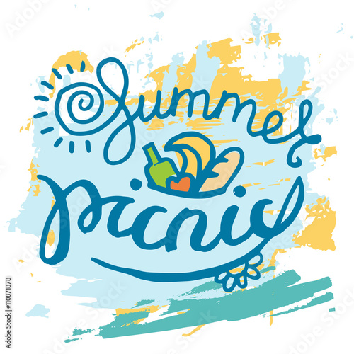 Summer Picnic typographic grunge card