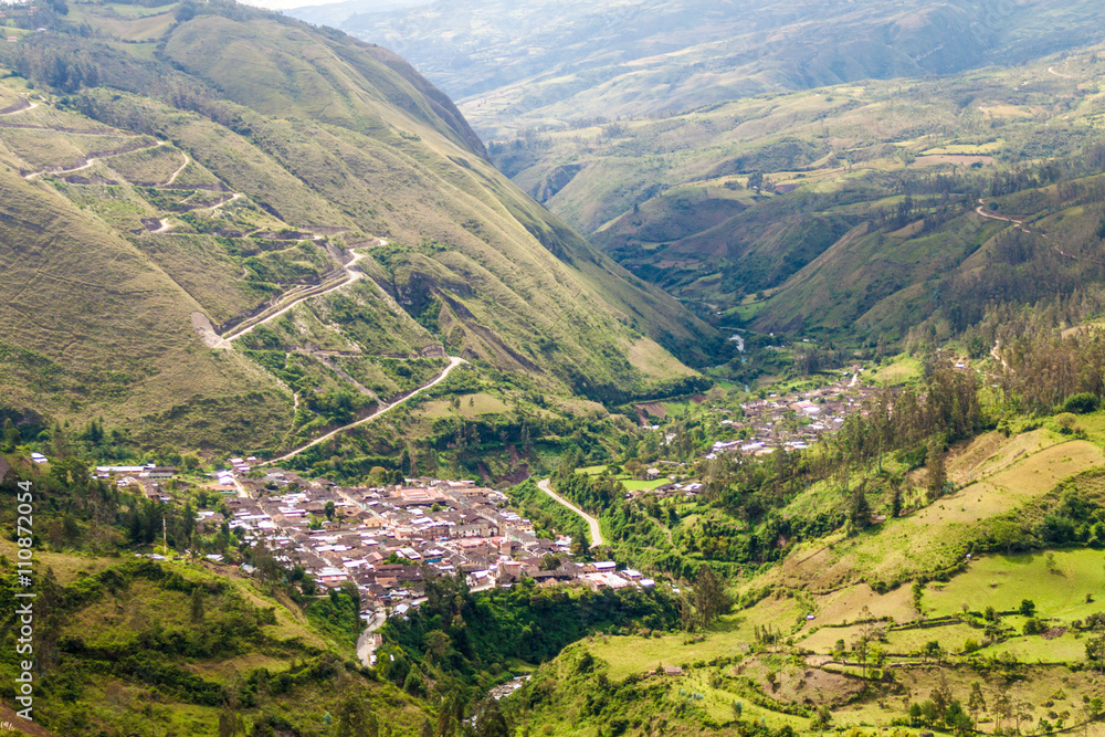 Aerial view of Leimebamba, Peru