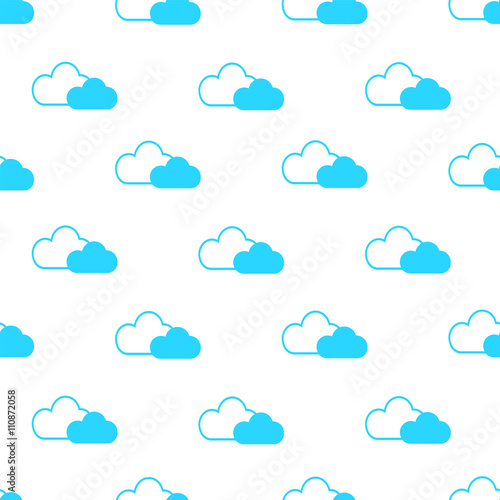 Seamless pattern of white and blue fluffy clouds for kids