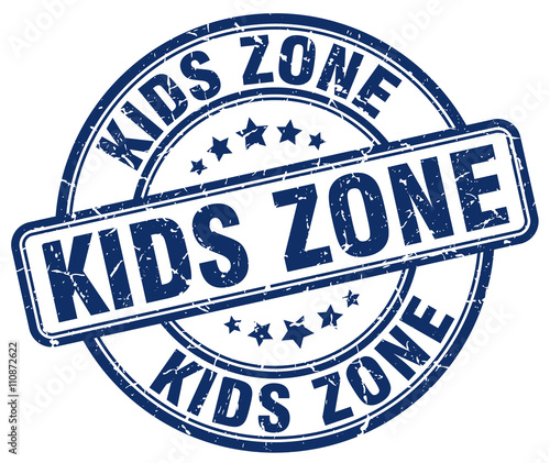 kids zone blue grunge round vintage rubber stamp