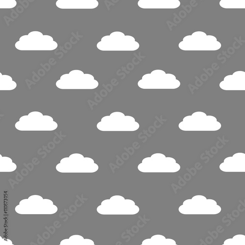 Seamless pattern of white fluffy clouds on a grey background