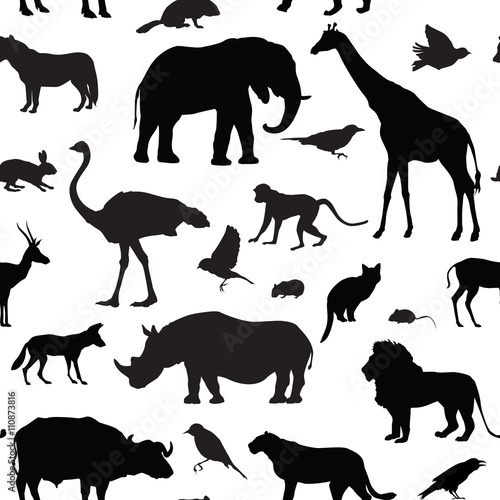 Animals  pattern. African wdildlife seamless background