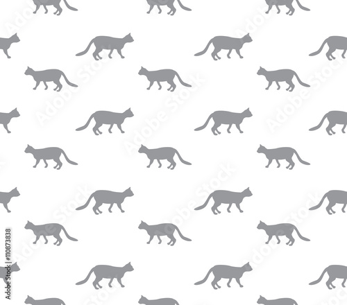 Cat seamless pattern. Pets vector background. © Terriana