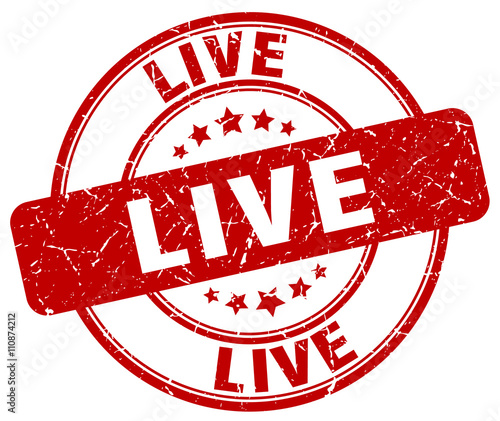live red grunge round vintage rubber stamp