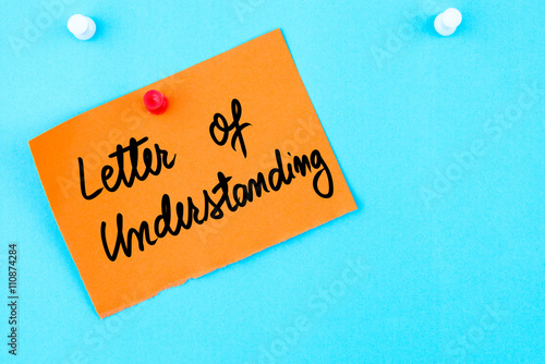Letter Of Understanding written on orange paper note