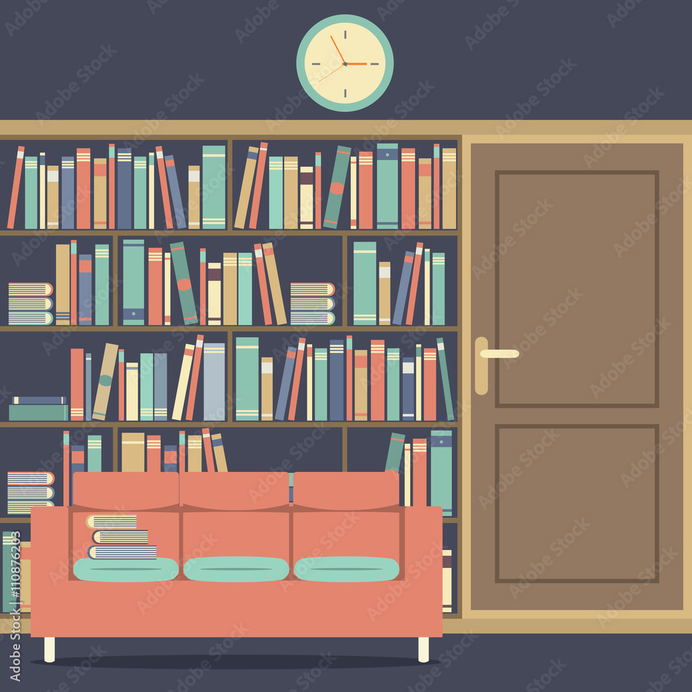 Reading Seat In Front Of A Huge Bookcase. Reading Seat In Front Of A Huge Bookcase.