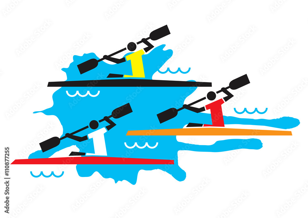 Kayaking competition.
Stylized illustration of three kayaking competitors. Vector available.
Kayaking competition.
Stylized illustration of three kayaking competitors. Vector available.