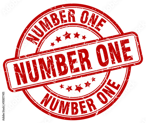 number one red grunge round vintage rubber stamp