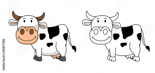 Illustration of educational coloring book-cow