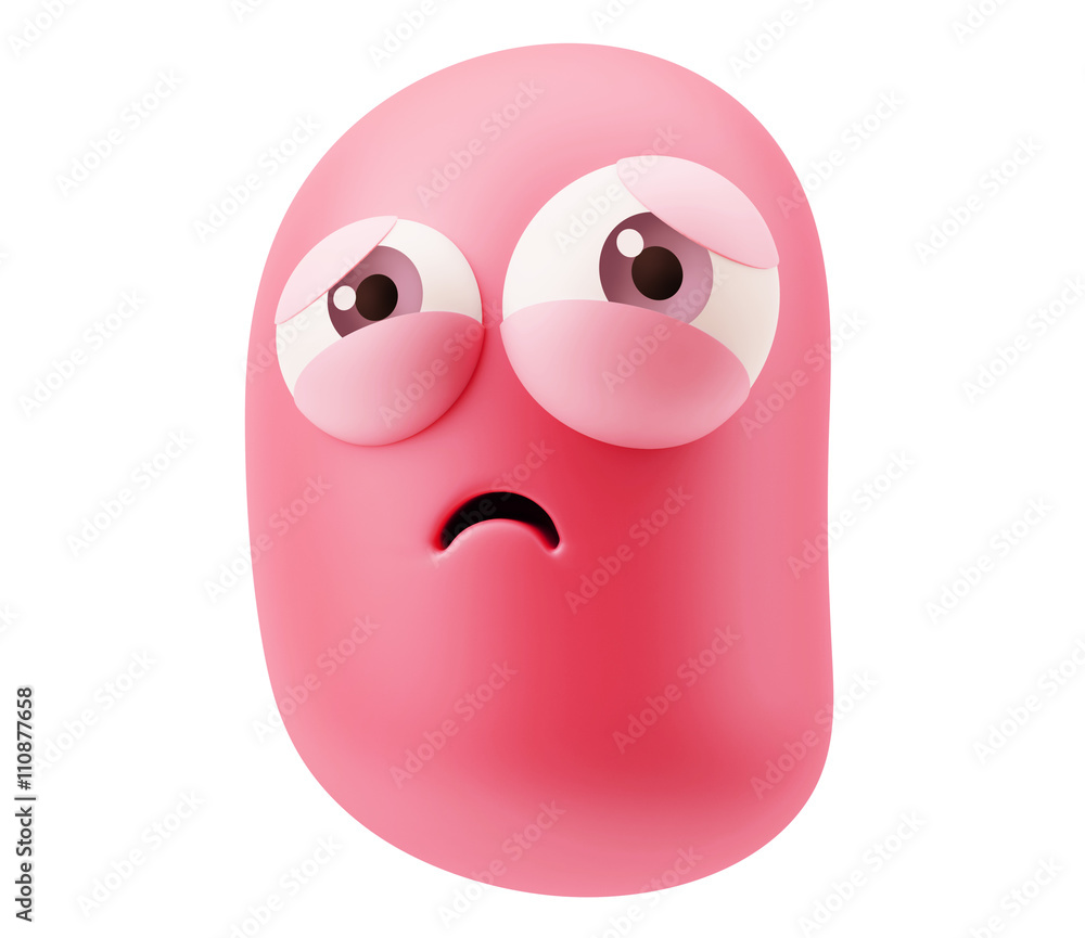 Fototapeta premium Sorry Emoticon Face. 3d Rendering.