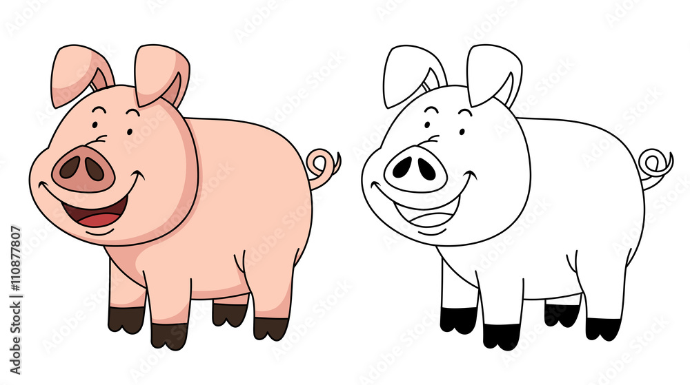 Illustration of educational coloring book-pig Illustration of educational coloring book-pig