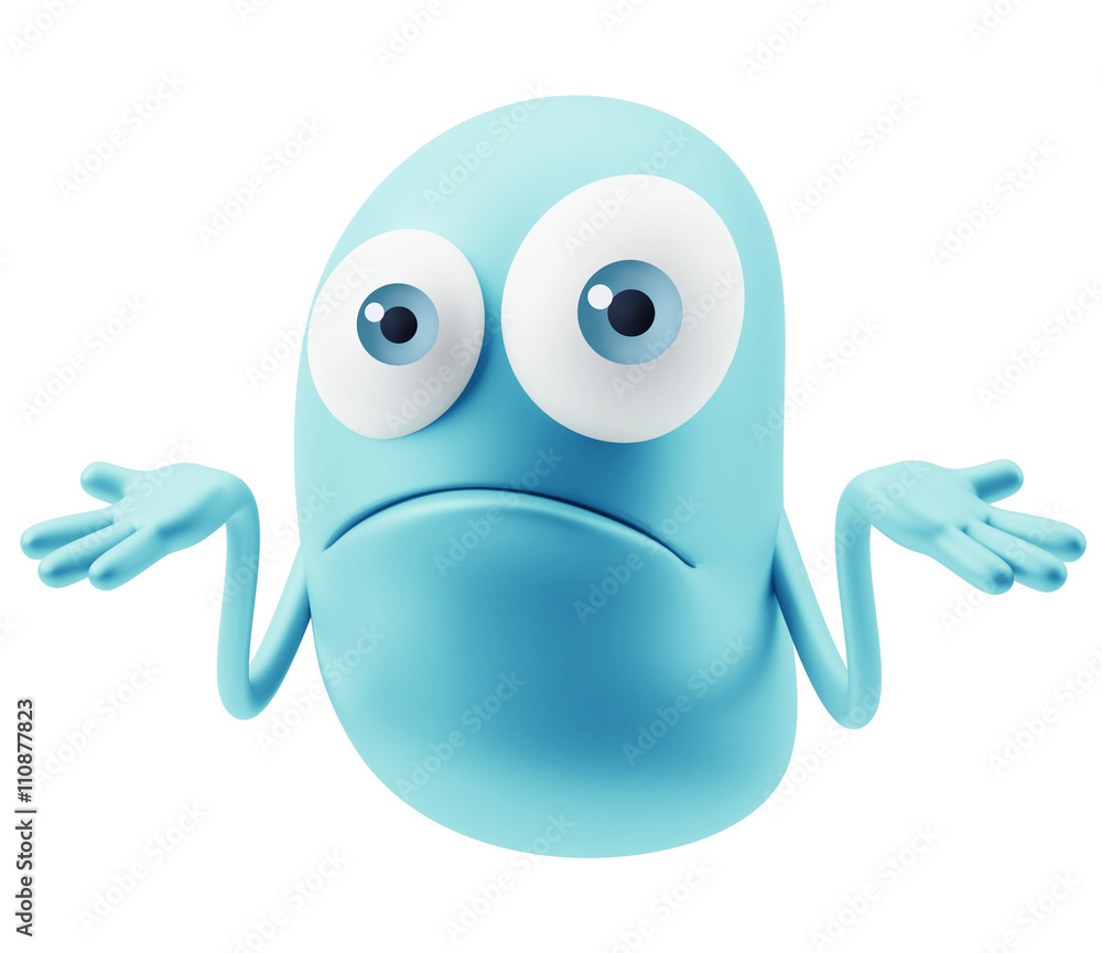 Shrug Emoji Cartoon. 3d Rendering. Stock Illustration Adobe Stock