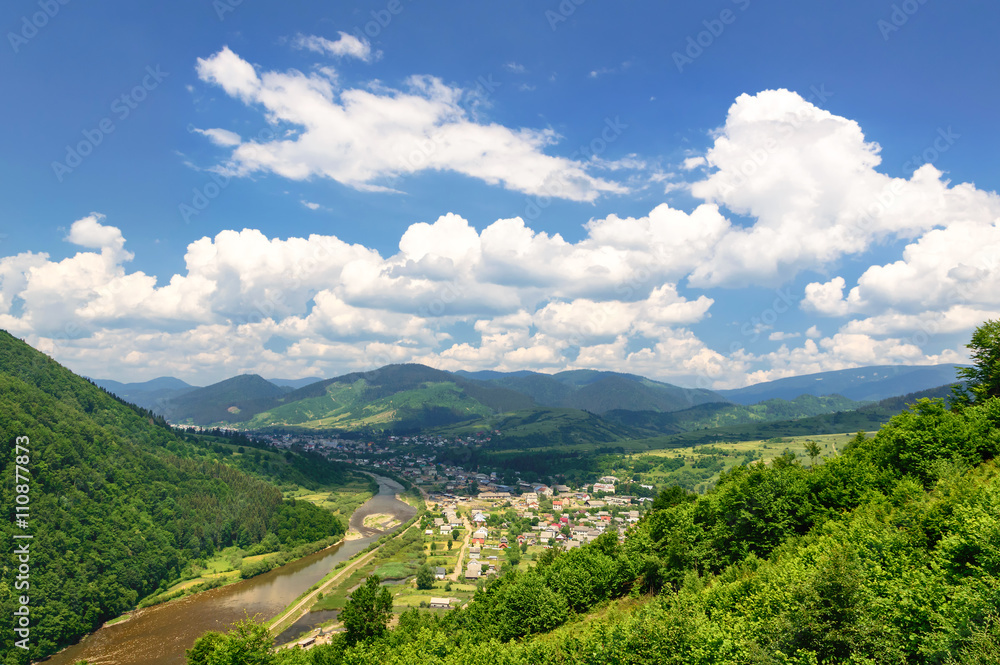 Mountain valley on a background of the river