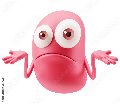 Fotografie I don't know Emoticon Face. 3d Rendering.