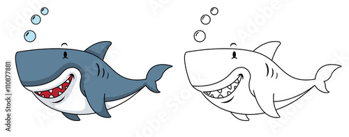 Illustration of educational coloring book-shark