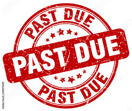 past due red grunge round vintage rubber stamp