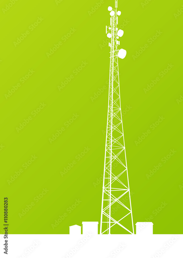 Obraz premium Communication transmission tower radio signal phone antenna