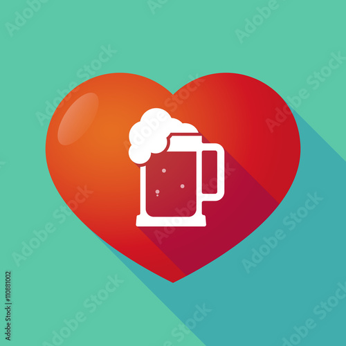 Long shadow red heart with  a beer jar icon Fototapet