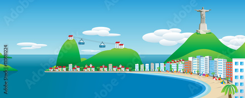 Panoramic view of Rio de Janeiro. Vector image
