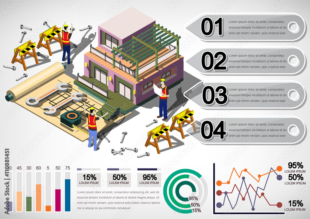 illustration of info graphic house structure concept in isometric graphic
