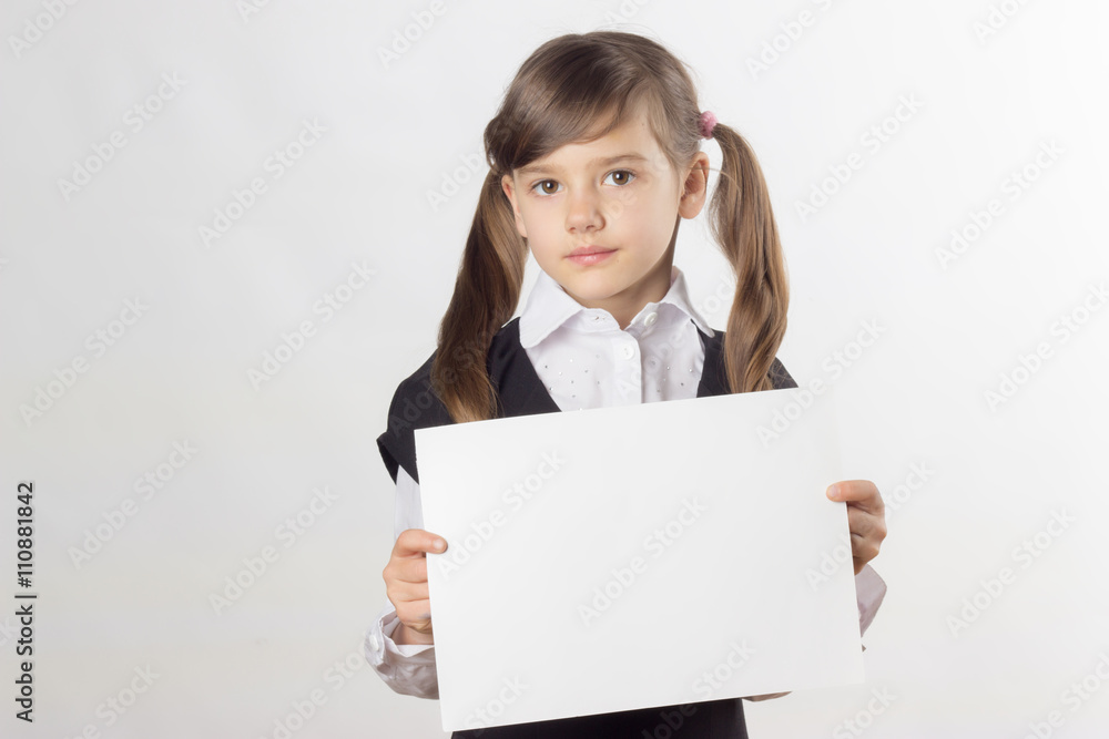 little girl, schoolgirl, two ponytail, school dress, white shirt little girl, schoolgirl, two ponytail, school dress, white shirt